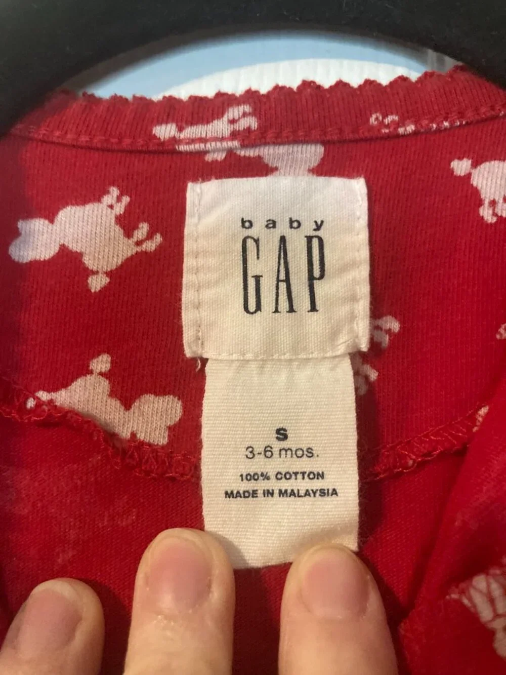 Vintage 1999 Baby Gap Red Princess & Poodles Print One-Piece - Size S (3-6M)